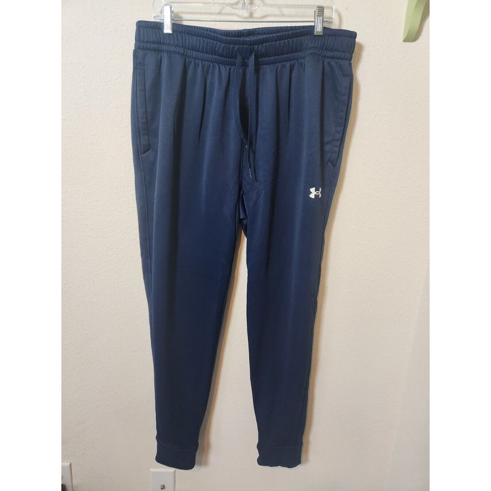 Under Armour Men's Warm-Up Pants XL Navy Blue Fitted Joggers‎ Pockets Drawstring